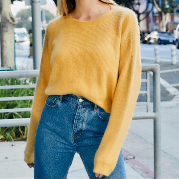 PacSun Sweaters - PacSun LA Hearts Fuzzy Ribbed Yellow Sweater